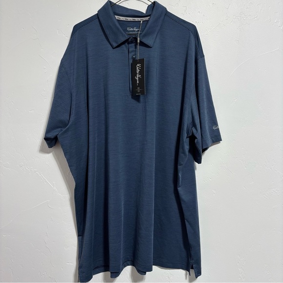 Walter Hagen NWT Performance 11 2XLT Short Sleeve Polo Golf Blue Stripe Tall NEW - Picture 1 of 9